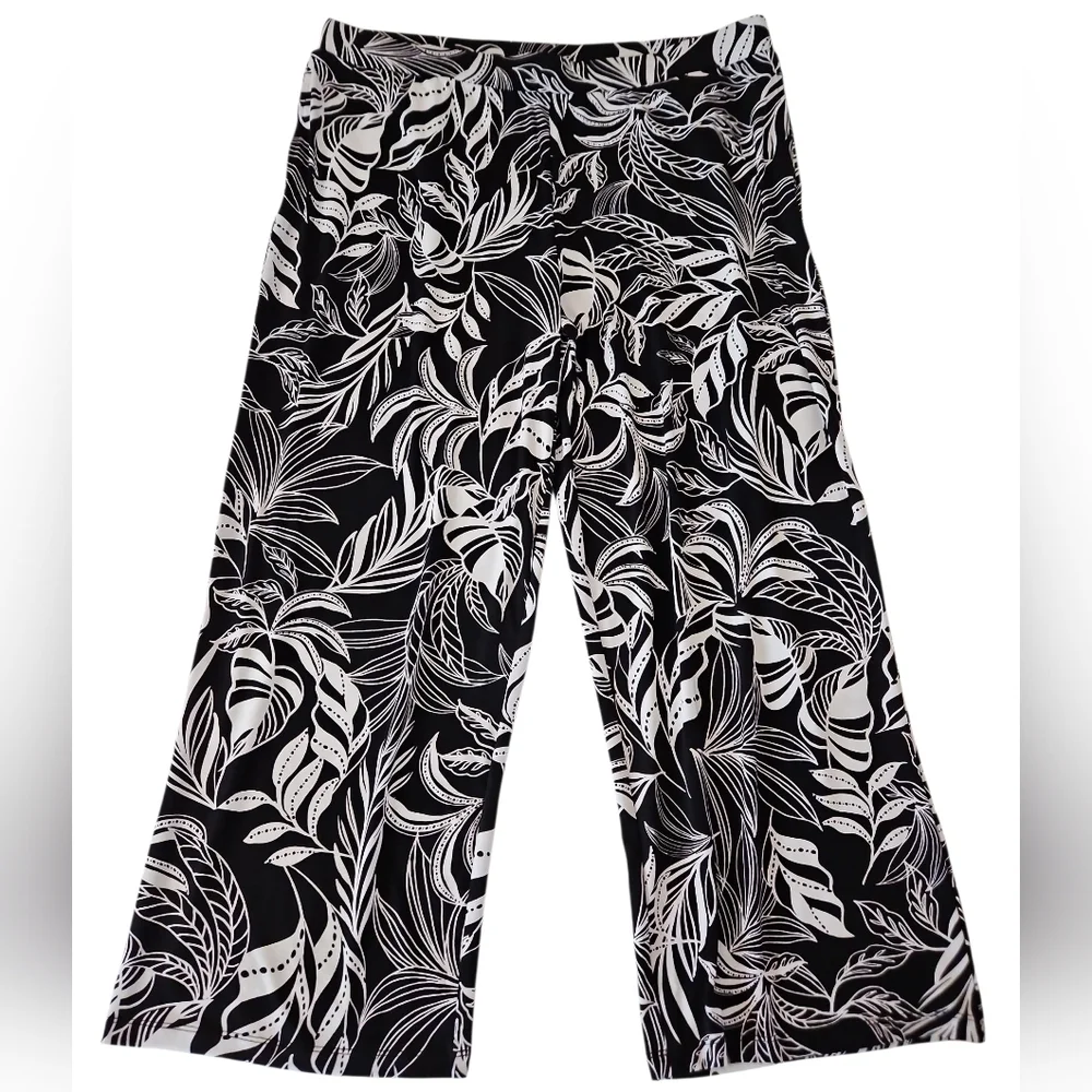 SUSAN GRAVER WIDE LEG PANTS SZ LP BLACK WHITE - Picture 2 of 7